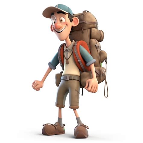 Personagem 3d Do Caminhante Traz Mochila Foto Premium