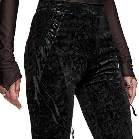 Gothic Style Samt Schlag Leggings Mit Ornament Muster Voodoomaniacs