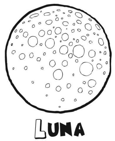 Dibujo infantil para imprimir y colorear de la luna llena