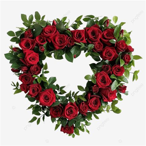 Heart Shaped Arrangement Of Red Roses In A Natural Setting Red Rose