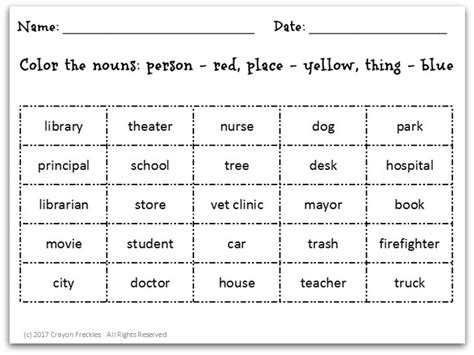 Noun Classification Worksheet {free Printable} Do Play Learn