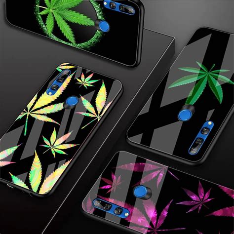 Art Leaf Tempered Glass Phone Case For Honor 30 20 Pro X10 9X 8X 20 10