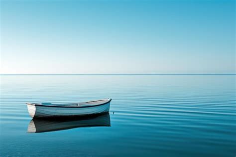 Premium Photo A Calm Water With A Lone Boat