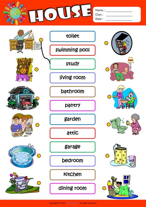 Parts Of The House Matching Exercise Worksheet Par Mem Fichier Pdf