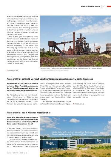 Arcelormittal Kauft M Nker Metallprofile Ausgabe Stahl