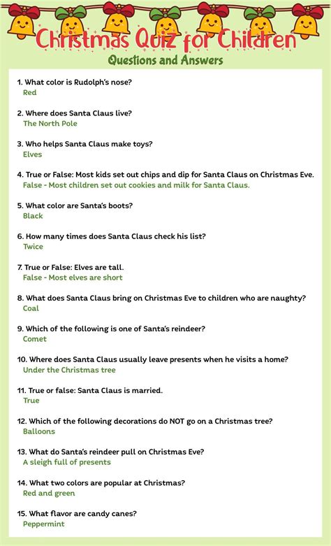 Printable Christmas Quiz Questions Answers For Kids Christmas Quiz