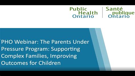 Pho Webinar The Parents Under Pressure Program Supporting Complex