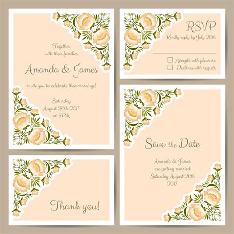 Set Of Floral Wedding Cards Stock Vector NonikaStar 160645556