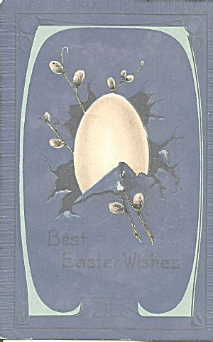 Easter Postcard Eggs And Pussy Willows Embossed P35215