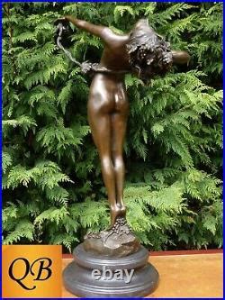 Art Deco Bronze Figurine Sculpture Statue Vine Nude Hot Cast Female