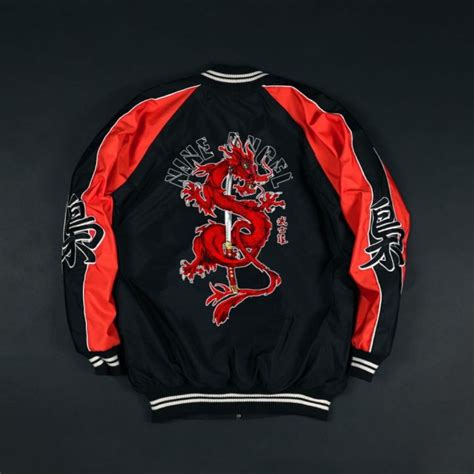 Jaket Sukajan Jepang Pria Red Dragon Nine Angel Lazada Indonesia