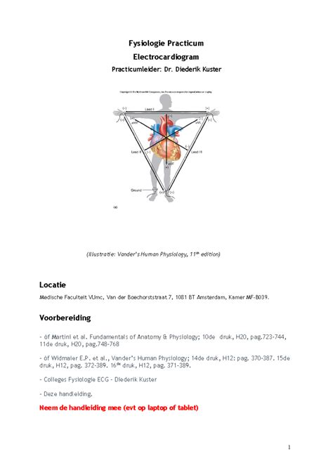 Handleiding Ecg Practicum Fysiologie Practicum Electrocardiogram