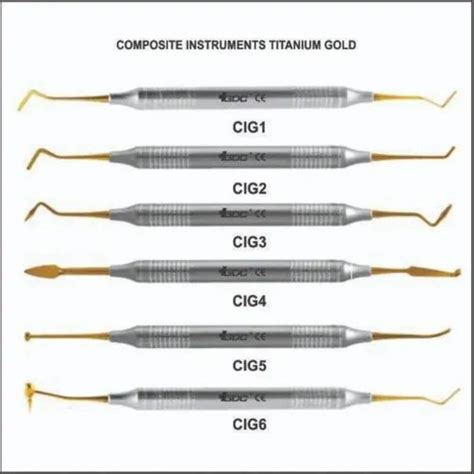 Metal Dental Instruments GDC Composite Instrument Gold Titanium Set Of