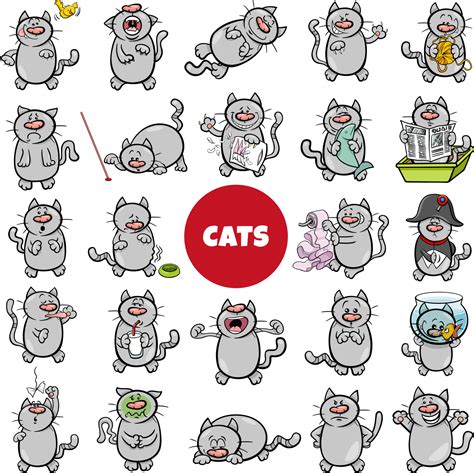 Funny Cartoon Cat Or Kitten Characters Big Set 10661471 Vector Art At