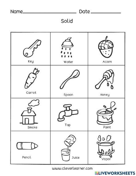 Solid Liquid Gas Online Exercise For Live Worksheets