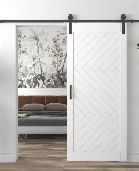 Geometric White Painted Barn Door (BDHB06W) | Ideal Barn Door