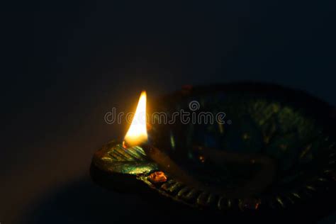 Diya Lamp With Fire Traditional Divali Festival Stock Image Image Of