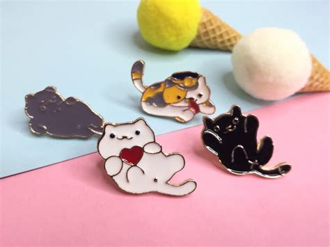 Cute Cat Pin Enamel Pin Cat Cat Gift Enamel Pins Enamel Pin Etsy Uk