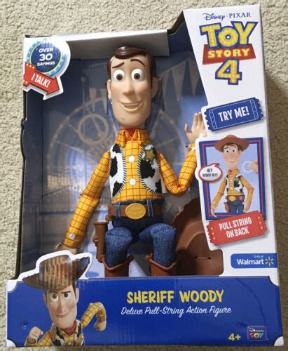 Toy Story 4 Sheriff Woody Deluxe Pull String Action Figure Thinkway Pixar Nib 4579479734