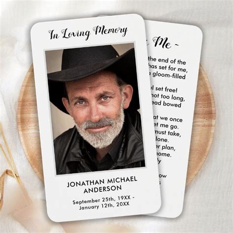 Simple Funeral Photo Sympathy Memorial Prayer Card Zazzle Prayer Cards Sympathy Sympathy Cards