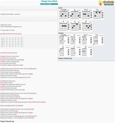 Chord: Change Your Mind - tab, song lyric, sheet, guitar, ukulele ...