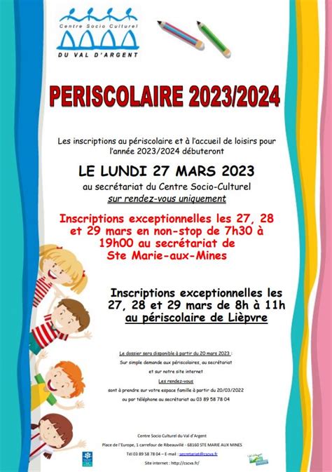 Inscriptions au périscolaire et à laccueil de loisirs Mairie de