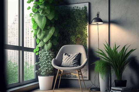 Premium AI Image | Interior in the simple urban jungle design with a ...