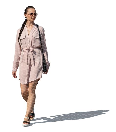 Cut Out Woman In A Pink Shirt Dress Walking VIShopper