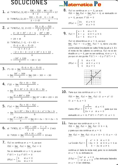 Tasas De VariaciÓn Y Derivadas Ejercicios Resueltos Matematicas 2 Bachillerato Pdf