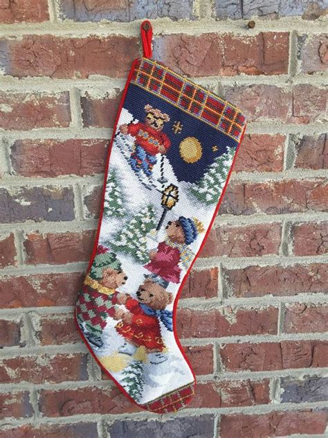 Teddy Bears Needlepoint Christmas Stocking Etsy Needlepoint Christmas Needlepoint Christmas