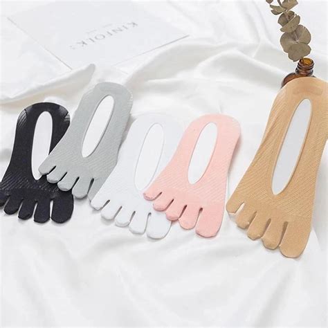 3pairs Women Summer Ultrathin Low Cut Liner Anti Skid Silicone Five Toe