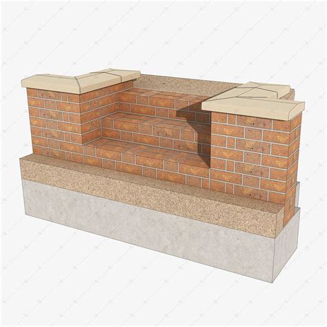 Dl336 Garden Solid Brick Wall Steps With Stone Coping Detail