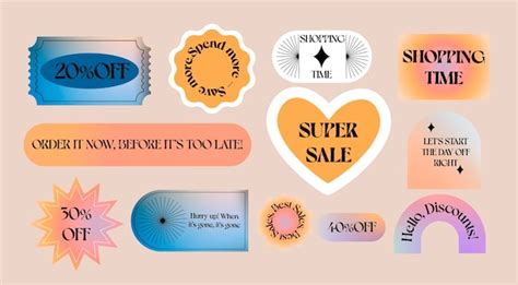 Premium Vector | Gradient stickers with slogans aesthetic vintage bages ...