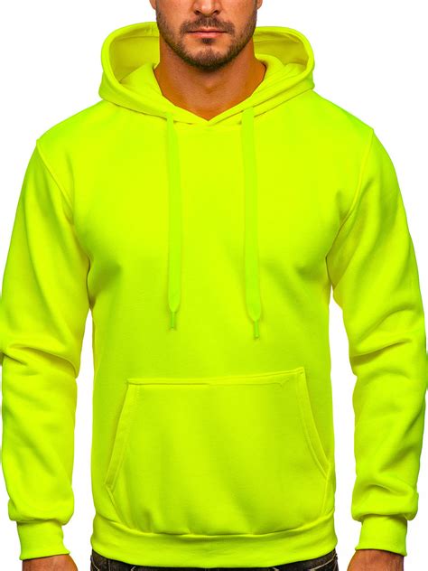 Sudadera tipo canguro con capucha para hombre color amarillo neón Bolf