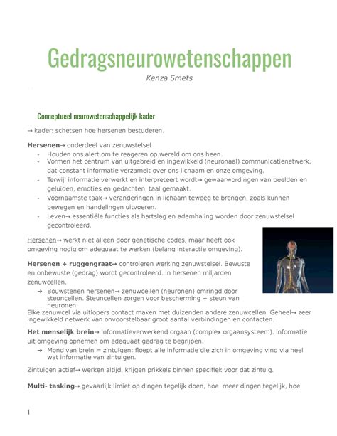 H Conceptueel Neurowetenschappelijk Kader Gedragsneurowetenschappen