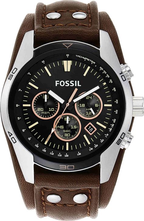 Fossil Men S Coachman Quartz Stainless Steel And Leather Chronograph