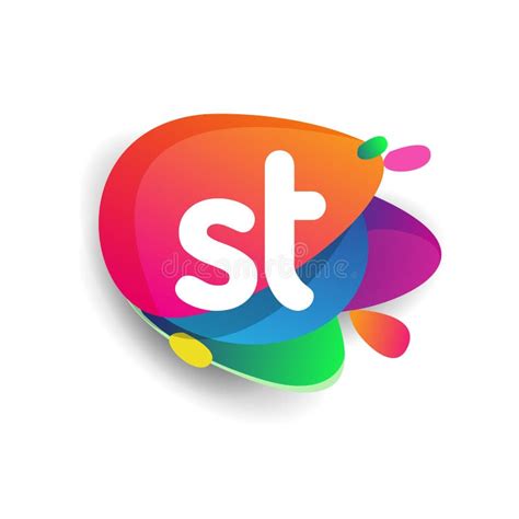 Letter St Logo With Colorful Splash Background Letter Combination Logo