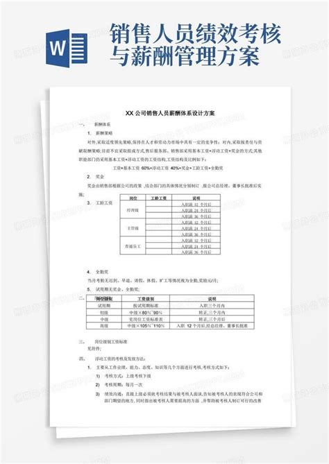 公司销售人员薪酬体系设计方案word模板下载编号lykypwxl熊猫办公