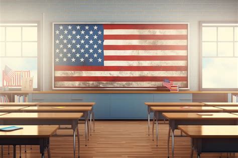 Premium Photo American Flag In Classroom Setting