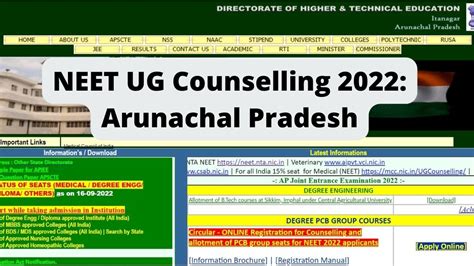 Arunachal Pradesh Neet Counselling Round Registrations To Close