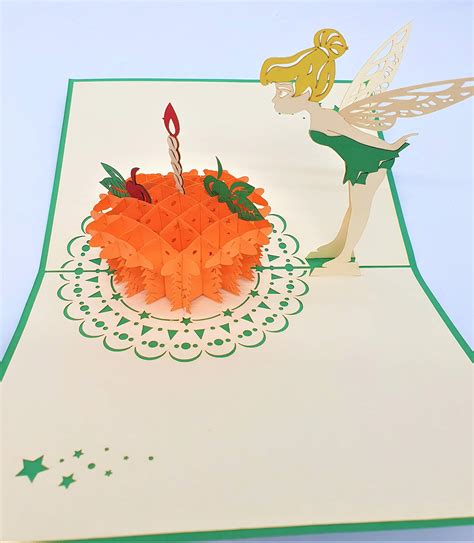 Buy Handmade 3d Popup 1st Birthday Card Tinkerbell Cake Candle