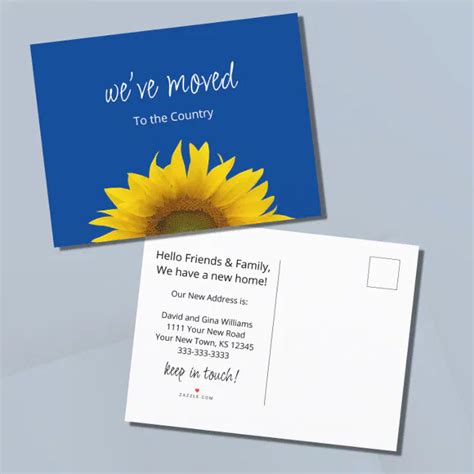 Weve Moved Sunflower Blue New Home Announcement Postcard Zazzle