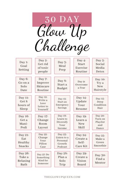 Day Glow Up Challenge To Transform Your Life The Glow Up Queen