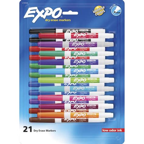 Expo Low-Odor Dry Erase Fine Tip Markers (2138429) [Assorted Colors, 21 ...