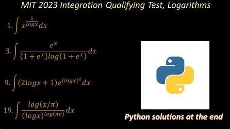 Mit 2023 Integration Qualifying Test Logarithms Python Application To Calculus Youtube