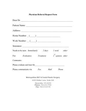 Fillable Online Physician Referral Request Form Fax Email Print Pdffiller