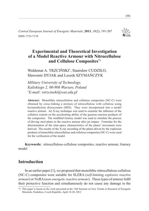 Pdf Experimental And Theoretical Investigation Of A Model Reactive