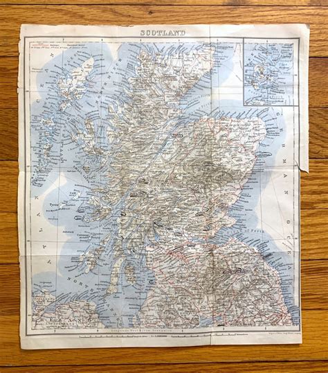 Antique Scotland Map From Baedekers Atlas Of Great Britain