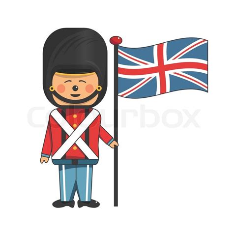 Happy soldier in red uniform holding ... | Stock vector | Colourbox