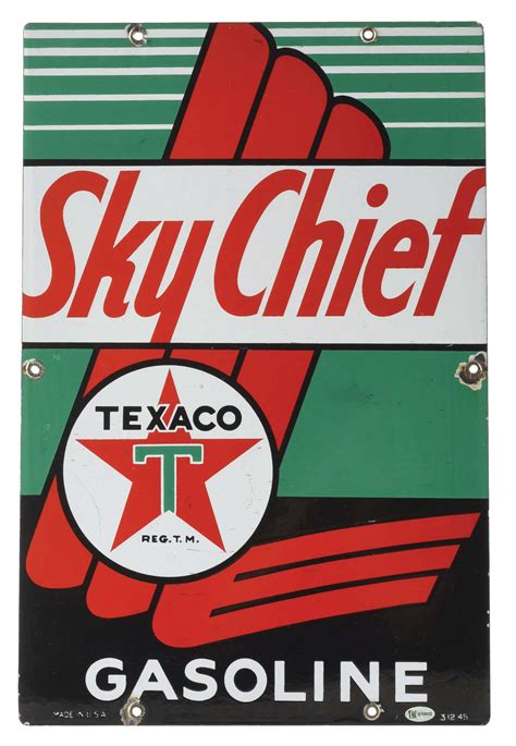 Lot Detail Texaco Sky Chief Gasoline Porcelain Pump Plate Sign